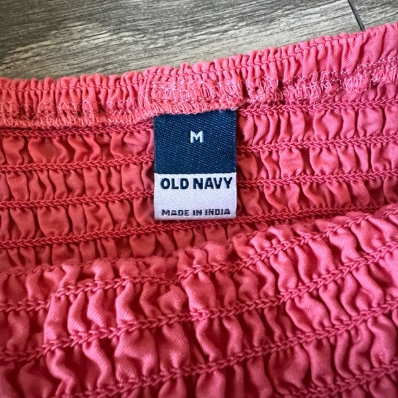 Old Navy Coastal Boho Sleeveless Ruffle Strap Square Neck Smocked Top in Coral M - Picture 6 of 10